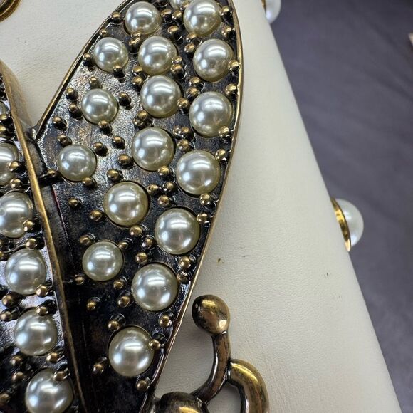 Gucci Rare Queen Margaret Pearl Web Nappa Leather Flap Broadway Bag - Picture 10 of 15